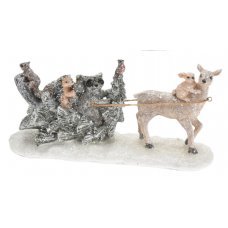 Χριστουγεννιάτικο Διακοσμητικό Έλκηθρο, Επιτραπέζιο - Ελαφάκι (24x11cm)